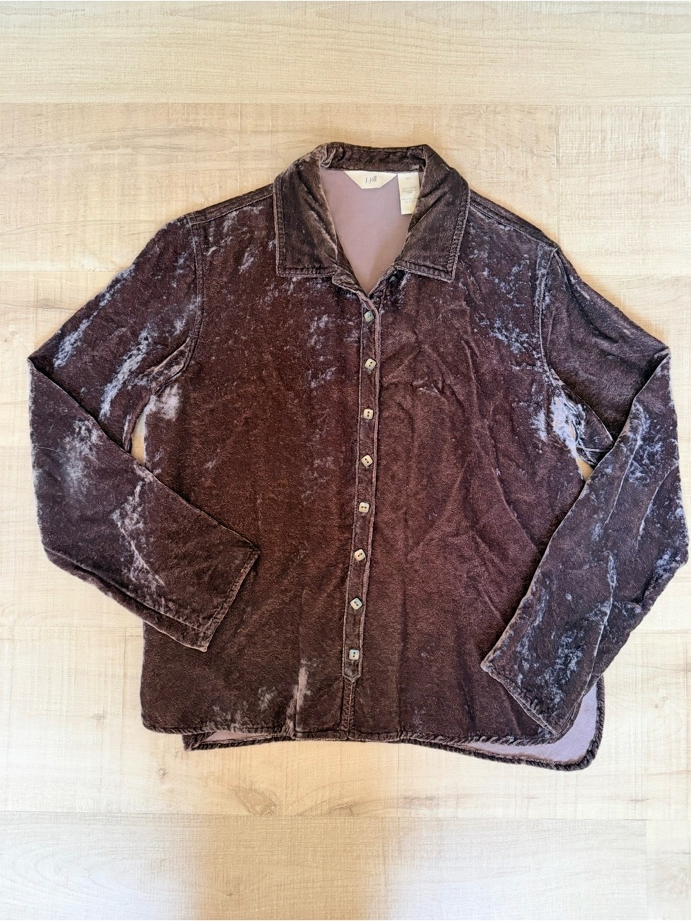 Vintage J. Jill Velvet Button-Up Jacket in mauve Brown